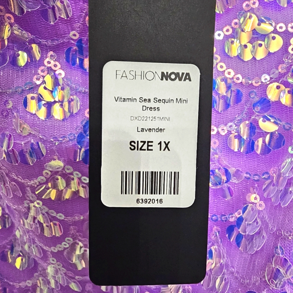 Nwt Fashion Nova Lavender Iradecent Sequin Vitamin Sea Halter Fringed Mini Dress - Picture 10 of 17